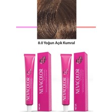 Alkasaz 2 Li Set Premium 8.0 Yoğun Açık Kumral - Kalıcı Krem Saç Boyası 2 x 50 G Tüp