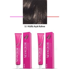Alkasaz 2 Li Set Premium 5.1 Küllü Açık Kahve - Kalıcı Krem Saç Boyası 2 x 50 G Tüp