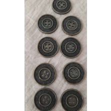 İleri Europe Antık Sarı Metal Düğme 22 mm 9 Adet