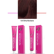 Alkasaz 2 Li Set Premium 4.4 Orta Kestane - Kalıcı Krem Saç Boyası 2 x 50 G Tüp