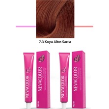 Alkasaz 2 Li Set Premium 7.3 Koyu Altın Sarısı - Kalıcı Krem Saç Boyası 2 x 50 G Tüp