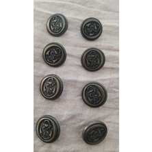 İleri Europe Antık Sarı Metal Düğme 17 mm 8 Adet