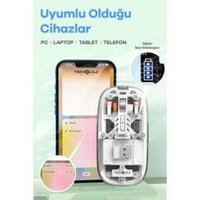 Eco Lounge Bluetooth USB Çift Modlu Sessiz Mouse, Şeffaf Mıknatıslı Kapaklı, Type-C Şarjlı, Dpı Ayarlı, Kablosuz 10M Çekim Mesafeli, Masaüstü Kısayol Tuşlu, Taşınabilir Şarjlı Mouse Turuncu