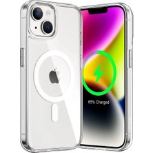 Alkasaz Iphone 14 Kılıf Kamera Lens Korumalı Magsafe Destekli Şeffaf Darbe Emici Sert Kapak
