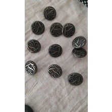 İleri Europe Antık Sarı Metal Düğme 12 mm 11 Adet