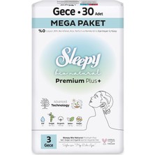 Sleepy Bio Natural Premium Plus Hijyenik Ped Mega Paket Gece 30 Adet