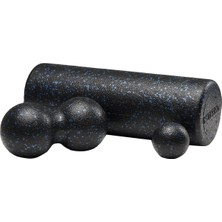 Actifoam Düz Masaj Seti Spor Fitness Seti Köpük Rulo Masaj Topu (Siyah + Mavi Orta Sert)