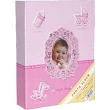 Rabsev 10X15CM 100 Fotoğraf Kapasiteli Lüx Bebek Fotoğraf Albümü (Pembe)