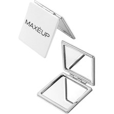 Çift Taraflı Kapaklı Ayna Taşınabilir Cep Aynası Mini Makyaj Aynası Pocket Mirror Beyaz