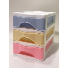 3 Çekmeceli Renkli Mini Komidin 21X15 H:20 Plastik Ivır Zıvır Dikiş Nakış Enfiye Kutusu Avandanlık
