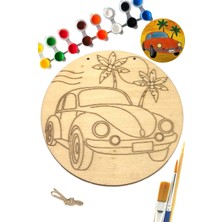 Art Inside Vosvos Love Ahşap Boyama Tuval Seti Hediye Hobi Kiti 20 cm Love Bug Fusca