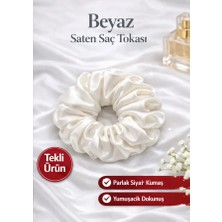 Kl Home Beyaz Saten Lastikli Toka Kadınlar İçin Parlak Kumaş Özelliğiyle 1 Adet