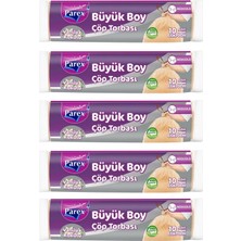 Parex Büzgülü 10'lu Çöp Torbası Vanilya Kokulu Büyük Boy 65 x 70 cm Beşli Paket