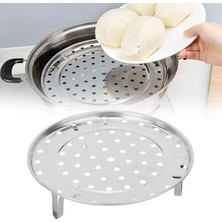 Mallart® Paslanmaz Çelik Buharda Pişirme Aparatı / Tencere Içi Çok Amaçlı Buhar Rafı / Sebze, Mantı, Hamur Işleri Için Buhar Teli / 24 cm / Paslanmaz, Dayanıklı, Kolay Temizlik