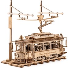 Rokr Yetişkinler Için 3D Ahşap Model Kitleri 3D Bulmaca Araba Modeli Kitleri Abd Çocuklar Mekanik Dişli, Klasik Şehir Tramvay LK801