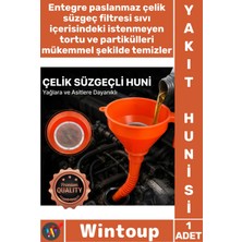 Wintoup #huni Profesyonel Yağ Aktarma Filtreli Sağlam Spiralli Sabit Borulu Çelik Süzgeçli Huni 2.2 Litre