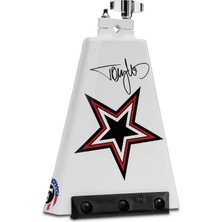 Latin Percussion Tommy Lee Rock Star Signature Cowbell, Beyaz Grafik Sanatlı, 8" (LP009TL)