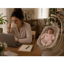Becalm Online Müslin %100 Organik Pamuk - Uniseks Bebek Mevsimlik Uyku Tulumu Fermuarlı - Kuzu Nakışlı - Pudra