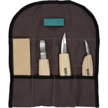 Rox Wood 153ROX184506 5 Parça Kaşık Oyma Bıçak Seti Kanvas Çanta