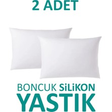 Suvay Boncuk Silikon Yastık 2'li 50X70 cm 900 Gram Silikonlu Elyaf Dolgulu Beyaz Antibakteriyel Yastık