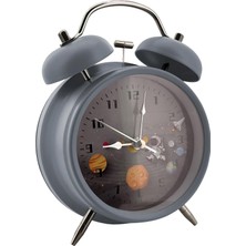 Coverzone Modern Siyah Renkli Çalar Saat Işıklı Dekoratif Yüksek Sesli Mekanik Alarm Sesli Siyah Renk Coverzone Işıklı Çalarsaat Alarmlı 16X11X5 cm (Mat Uzay Grisi)
