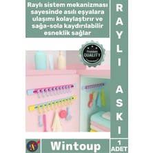 Wintoup #askı Yapışkanlı Dolap Içi Pratik Askı Fonksiyonel 10 Kancalı Raylı Mutfak Banyo Düzenleyici Askı