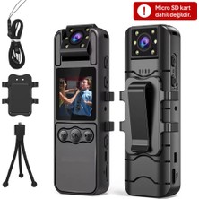 Maetheus H82 1080P WiFi Vücut Kamerası Full HD Ses ve Video Kayıt Cihazı 180° Döner Lens Gece Görüş 1.3 İnç Ekran