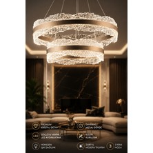 Elvora Home Modern (Premium) 2'li Kristal 3 Renkli Ledli 93W Sarkıt Avize Salon Mutfak Oturma Odası Avizesi Modelleri