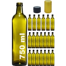 750 ml Yeşil Maraska Kilitli Sızdırmaz Kapaklı Yağ Şişesi 750 cc Kapüşonlu Köşeli Cam Şişe 20 Adet