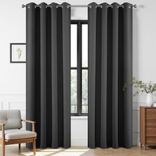 Joydeco Karartma Perdeleri 200 cm Uzunluk 2 Panel Seti, Isı Yalıtımlı Uzun Perde ve Perdeler 2 Burg, Oturma Odası Yatak Odası Penceresi Için Oda Karartma Gromet Gri Perdeler (G132 x U 201 Cm, Koyu