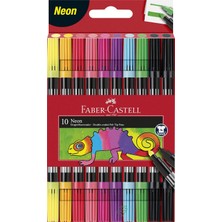 Faber-Castell Çift Uçlu Neon Keçeli Kalem, 10 Renk, Ince ve Kalın Uçlu, Dayanıklı Parlak Renkler, Su Bazlı Mürekkep / Çocuklar ve Yetişkinler Için Ince ve Geniş Uçlu Boya Kalemleri
