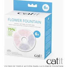 Catit Triple Action Filtre Çerçevesiz, Catit Çiçek Çeşmesi Için Filtre, 6'li Paket