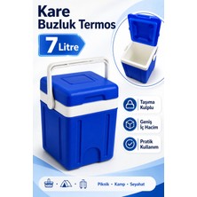 Güzelyüz Avm Kare Buzluk Termos 7 Litre Taşıma Kulplu Piknik Kamp Araba Seyahat Soğuk Saklama Kutusu Su Meşrubat