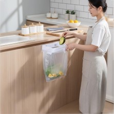 Desinia Katlanır Mutfak Çöp Kovası, Beyaz, Plastik, Mat, Kendinden Yapışkanlı, 5 Litre Kapasiteli, 24X16X26 cm