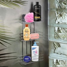 BADEM10 Banyo Duş Rafı Şampuanlık Köşelik Kare Krom 3 Katlı Malzemelik Organizer Düzenleyici Mutfak Eşya Rafı