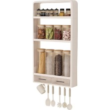 Mallart® Yapışkanlı ve Geçmeli Duvara Monte Çok Amaçlı Organizer Raf Sistemi – Vida Gerektirmez, Mutfak ve Banyo Için Askılı, Çekmeceli Duvar Rafı (Beyaz)