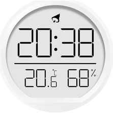 Dijital LCD Yuvarlak Duvar Masa Saati Mıknatıslı Buzdolabı Saati, Alarm + Sıcaklık & Nem Göstergeli