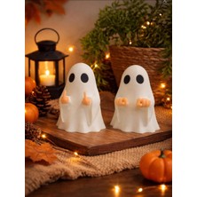 Housetrend Nah Çeken Hayalet Figür, Biblo Şaka Hediye Süpriz Modern Dekoratif Masa Üstü Obje, 2'li Set, Beyaz, Plastik, 7.5 cm