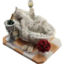 Veronese Design 4 1/8 Inç Banyo Köpüren Tubby Kedi Reçine Hayvan Koleksiyon El Boyalı Minyatür