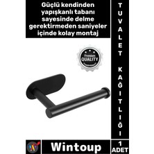 Wintoup #tuvaletkağıtlığı Banyo Modern Şık Rulo Tutucu Mat Siyah Kendinden Yapışkanlı Tuvalelet Kağıtlığı