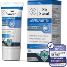 No Sweat Antiperspirant Gel 50 ml - Yüz-Boyun-Ense Terlemesine Karşı Koruma- Aşırı Terlemeye Yardımcı Jel -Spor Yaparken Kullanıma Uygun-Yüz Parlamasını Önlemeye Yardımcı-Makyaj Öncesi Kullanılabilir