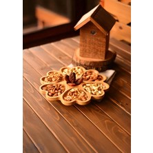 Bambu Döner Stantlı Çok Amaçlı Sunum Tabağı - Şekerlik, Kahvaltılık - 30 cm - Kalp Şekilli