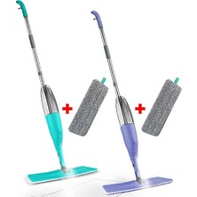 Smarter Shıny Sprey Mop Paspas Temizlik Seti Renkli 2 Li + 2 Yedek Mop (Very Peri-Yeşil)