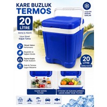 Güzelyüz Avm Kare Buzluk Termos 20 Litre Taşıma Kulplu Piknik Kamp Araba Seyahat Soğuk Saklama Kutusu Su Meşrubat