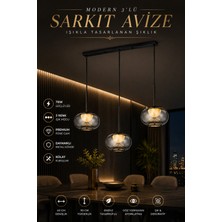 Elvora Home Modern (Premium) 3'lü Cam 3 Renkli Ledli 78W Sarkıt Avize Salon Mutfak Yemek Masası Üstü Avizesi Modelleri