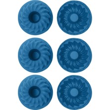 Mavi, Silikon Mini Kek ve Muffin Kalıbı, 7x3 Cm, Bpa Içermez, Fırında Kullanılır, Makinede Yıkanabilir, 6 Adet