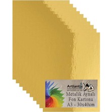 Metalik Aynalı Fon Kartonu 10 Lu A3 30X42 cm 1 Paket Okul Sınıf Dekoratif Pırıltılı Folyo Ka�
