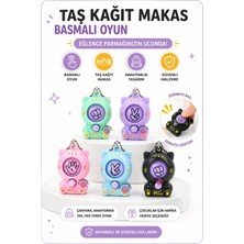 Oyun Kafası Taş Kağıt Makas Basmalı Mini Oyun Süs Karışık Renk 1 Adet (Mavi-Mint-Lila-Pembe-Siyah)
