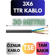 Avarson Öznur 3x6 Ttr Kablo, 30 Metre, Siyah
