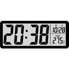 LCD Dijital Duvar Saati 20X8 cm – USB & Pilli, Saat Tarih Sıcaklık Gösterimli, Modern Tasarım,